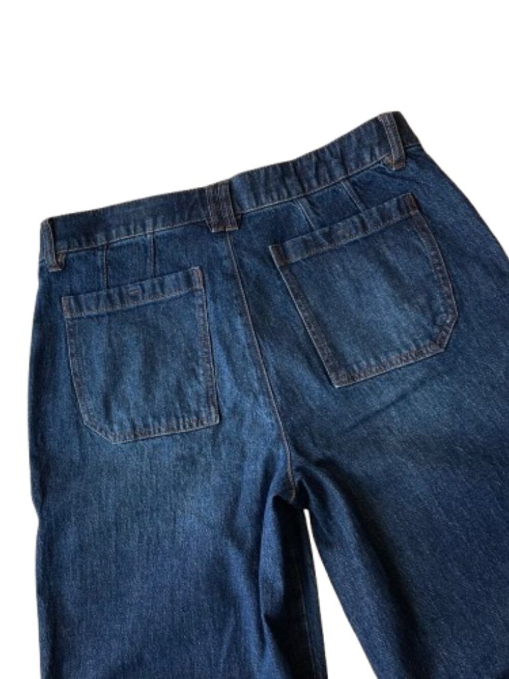 Democracy Ab Solution Skyrise Wide Leg Jeans Tulip Hem 6 PETITE Blue Denim NWT - Picture 9 of 9